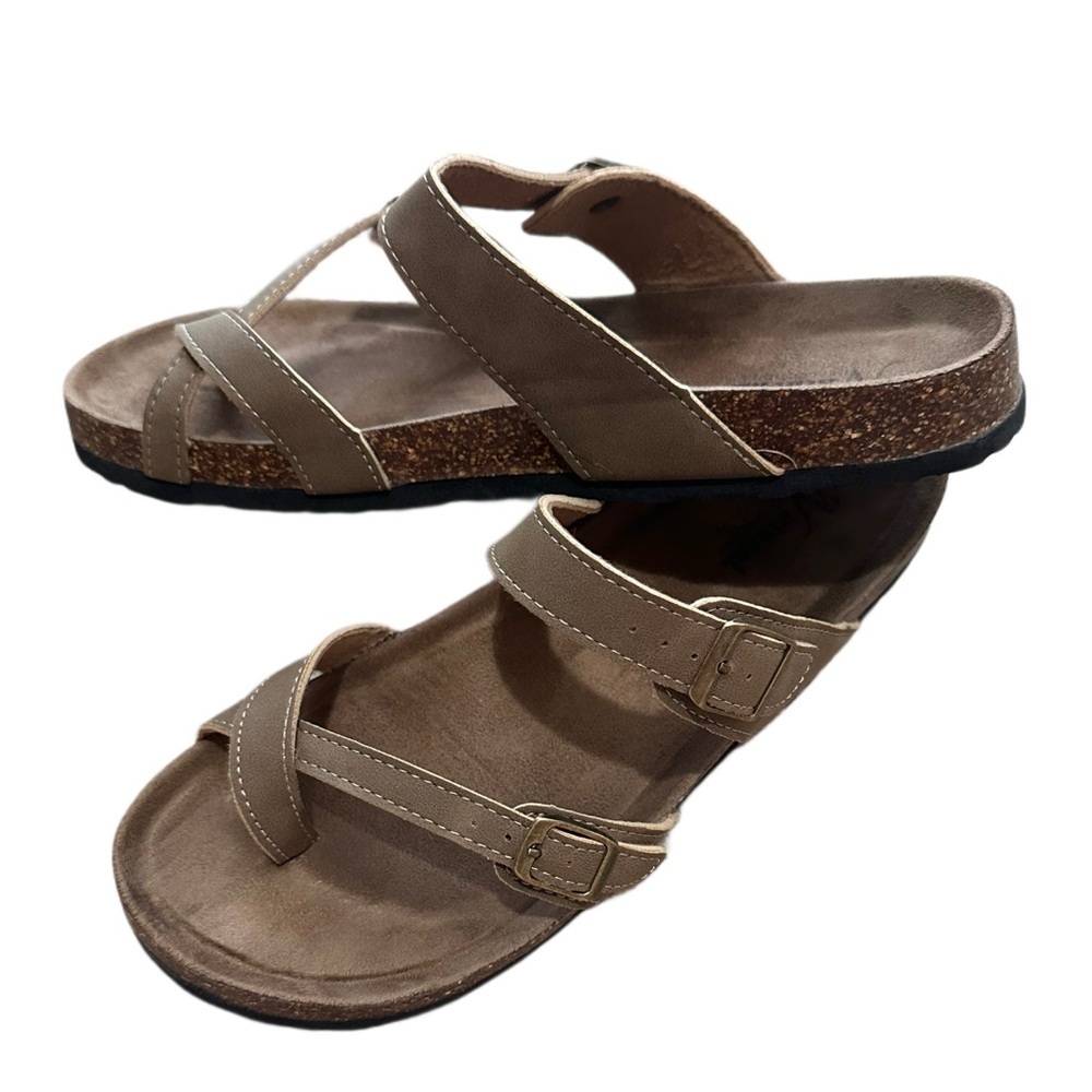 Natural Reflections Taupe Maggie Women's Crisscross Toe Sandals